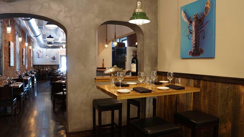 Dining room with focus on high top seating